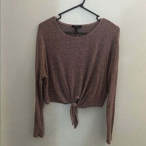 Forever 21 Mauve Long Sleeve Tie-Front Top